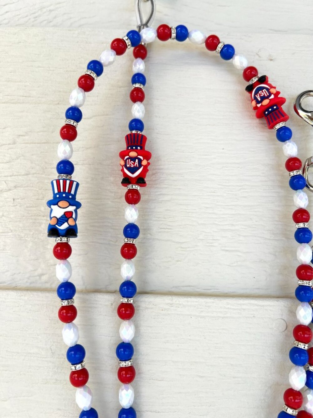 Patriotic Gnome - Uncle Sam - Beaded Dog Leash - Handmade - 4th of July - Picture 8 of 10